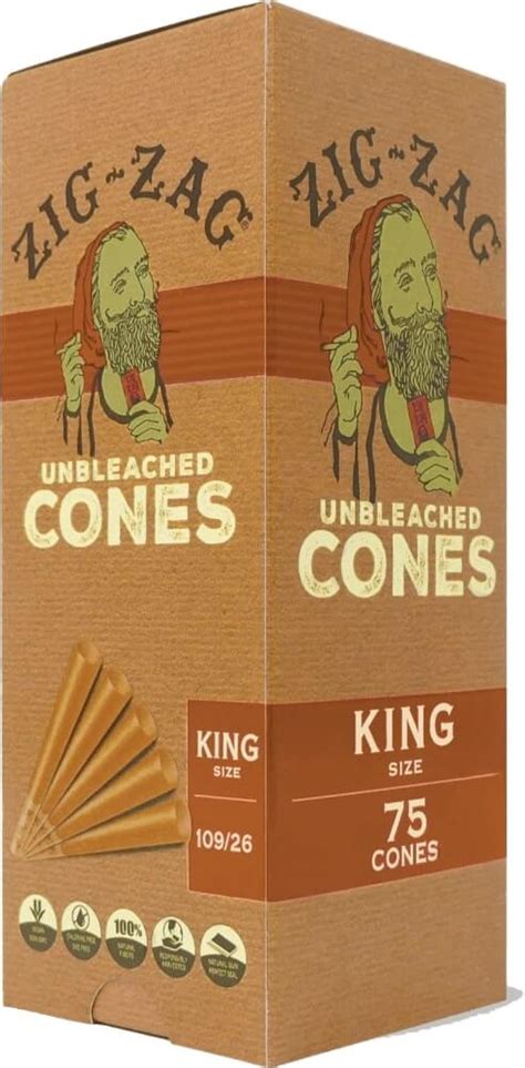 Zig-Zag Unbleached King Size Cones - 75 Cone Bulk Pack