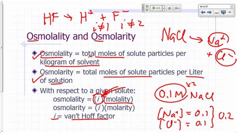 Properties of Solutions 18 - Osmolality, Osmolarity, and van't Hoff ...