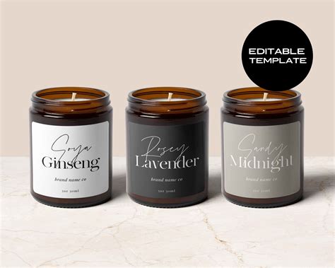 EDITABLE Candle Label Candle Labels Candle Label Design | Etsy