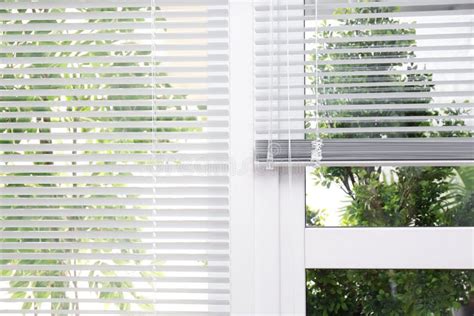 Open White Horizontal Window Blinds Stock Image - Image of pattern ...