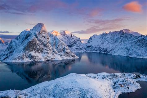 Norway Lofoten Mountains Winter Bay Snow Wallpaper,HD Nature Wallpapers ...