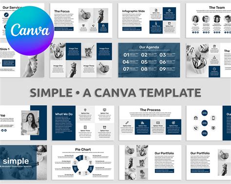 Minimal Modern Canva Slides Presentation Template Navy Dark Blue, Clean ...