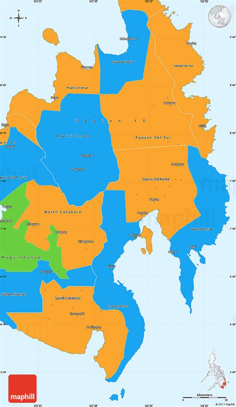 Political Simple Map of Region 11