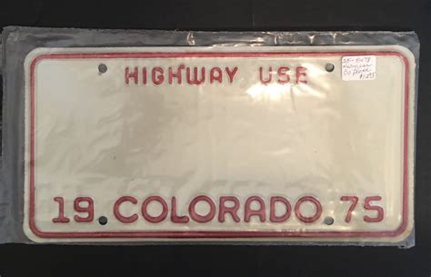 1975 Highway Use Colorado License Plate - Blank - New in Wrapper ...