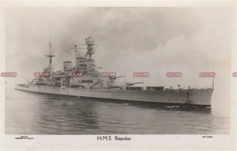 ROYAL NAVY RP Postcard. HMS "Repulse" Battlecruiser. Sunk in WW2. Fine ...