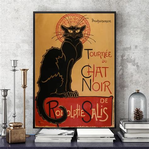 Chat Noir Cat Vintage Canvas Art Print Painting Poster Wall Picture For ...