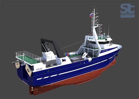 Small fishing trawler. Project T30B - Design. SeaTech ltd