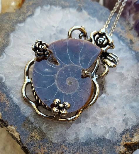 Stainless Steel & Ammonite Pendant | Ammomite Necklace | Ammonite ...