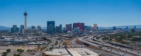 Premium Photo | Aerial view of las vegas skyline with stratosphere ...