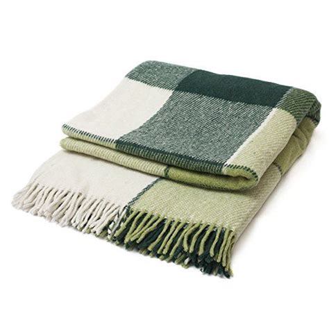 Luxury Plaid Throw Green Blanket - Soft Warm Tartan Wool (Twin) | Plaid ...