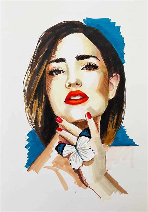 Realistic portraits with alcohol markers