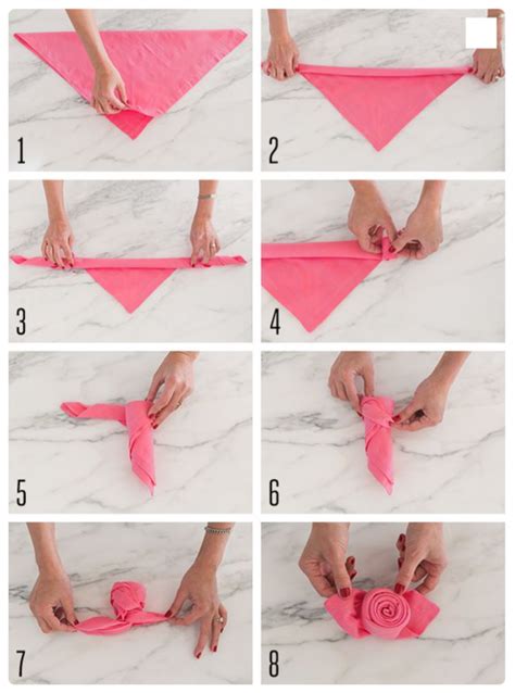 Rose Napkin Folding Step-by-Step Instructions | Pliage serviette facile ...