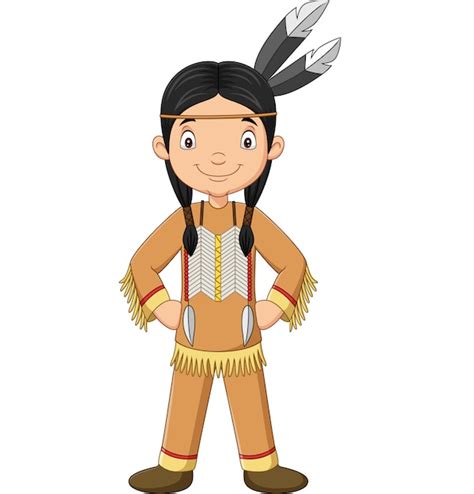 Premium Vector | Cartoon native american indian girl