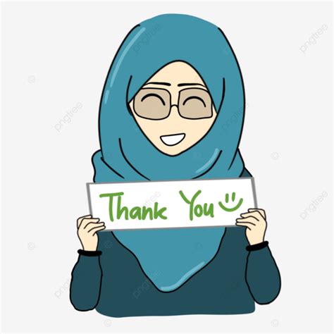 Muslimah Cartoon Thank You Sticker, Muslim Cartoon, Sticker, Thank You ...