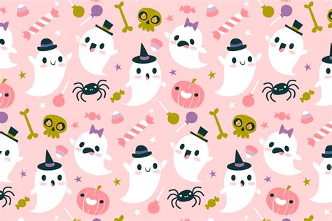 Download Cute Ghosts Pink Girly Halloween Wallpaper | Wallpapers.com