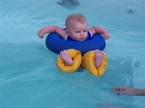 My son kept trying to drink the pool water so we put floaties on his ...