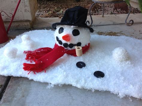 Arizona snowman. I used styrofoam, spray adhesive, fake snow and ...