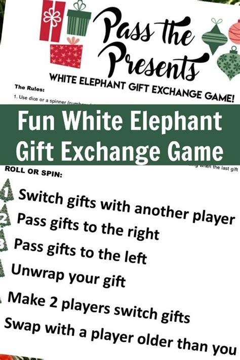 Pass the Presents White Elephant Gift Exchange Game FREE PRINTABLE ...