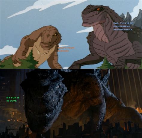 Zilla jr and Komodithrax Meet Godzilla 1998 by MnstrFrc on DeviantArt