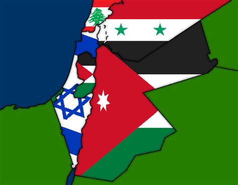 Israel, Jordan, Palestine, Syria, Lebanon FLAG MAP by AustrianMapping ...