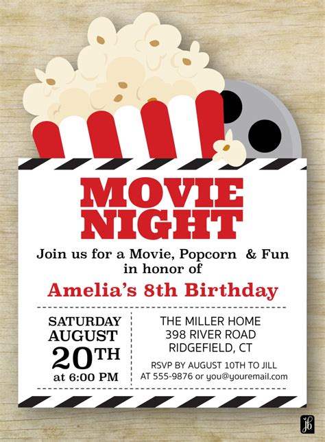 Movie Night Invitation Custom Kid's Invite | Etsy