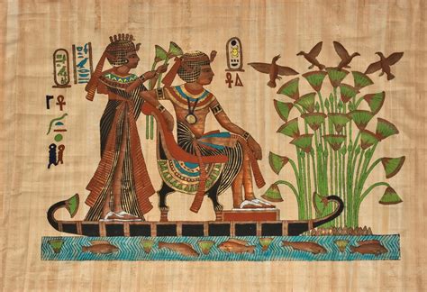 3693997 – beautiful ancient egyptian papyrus showing pharaoh on boat ...