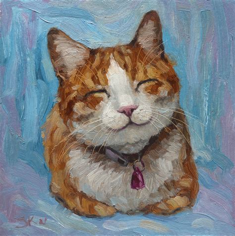 Funny cat oil painting Cute cat original art Ginger Cat Meme | Etsy