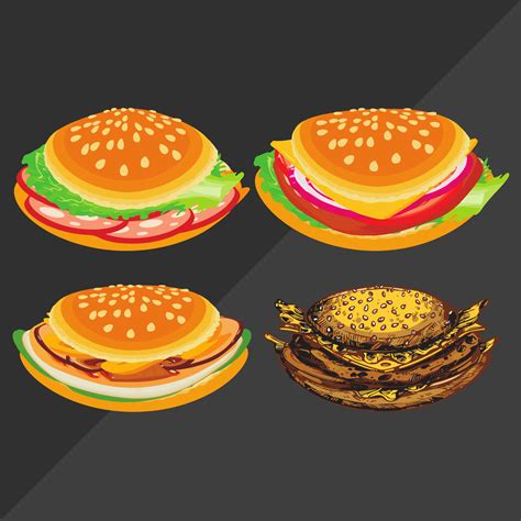 Set of hamburger and fries 17672609 Vector Art at Vecteezy