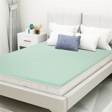 Mattress Topper,1.5 Inch Queen Size Green Tea Memory Foam Mattress ...