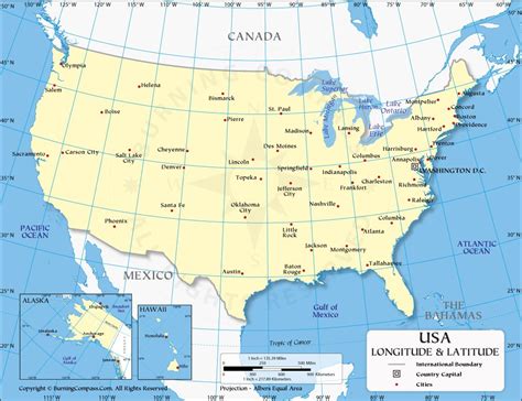 US Latitude and Longitude Map with Cities