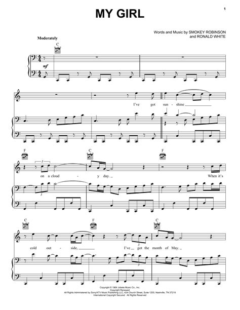 My Girl sheet music by The Temptations (Piano, Vocal & Guitar (Right ...