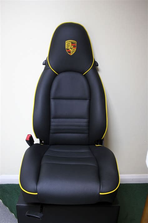 Porsche 911 Black Leather Seats With Yellow Piping | Trim Technik