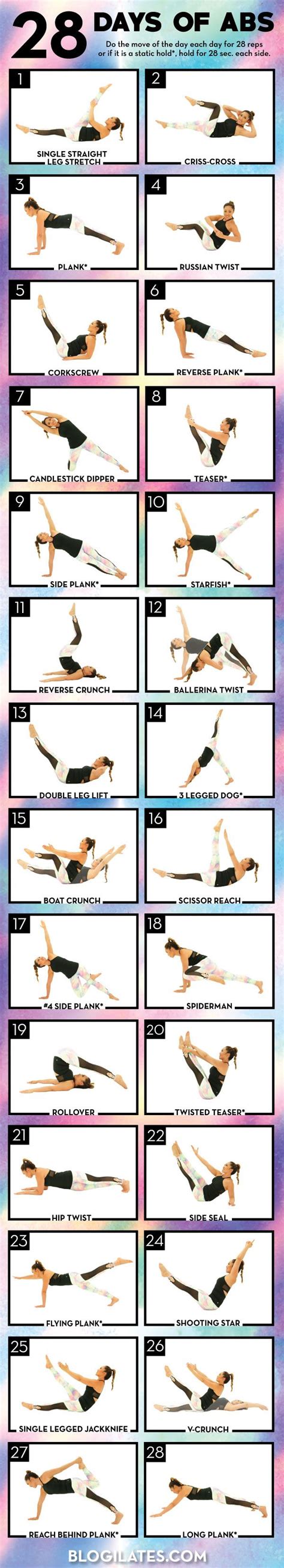 28 Day Wall Pilates Challenge Chart