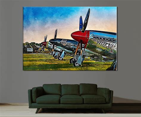 Airplane Canvas, Aviation Print, Fighter Wall Decor, Vintage Plane ...