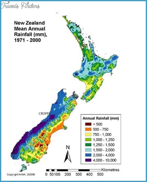 New Zealand Elevation Map - TravelsFinders.Com