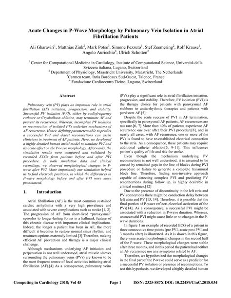 (PDF) Acute Morphological Changes in P-Wave Morphology During Pulmonary ...