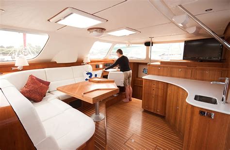 Lightweight Cherry Wood Interior - Antares Catamarans