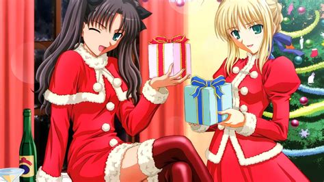 Wallpaper : illustration, anime girls, Saber, Christmas, Fate Series ...