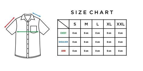 short sleeve shirt size chart template vector. Infographic table of ...