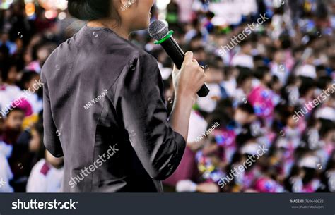 Hand Hold Microphone Master Ceremony Speech Stock Photo 769646632 ...