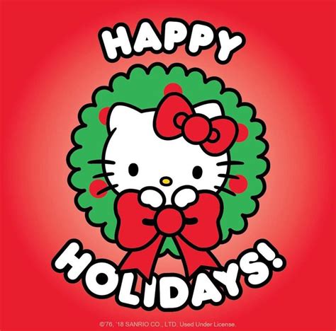 #HappyHolidays from #HelloKitty (^з^)-☆ | Hello kitty, Yılbaşı kartları ...