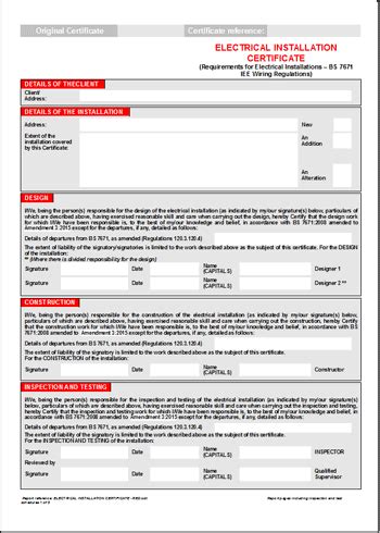 The Electrical Installation Certificate | SparkyFacts.co.uk