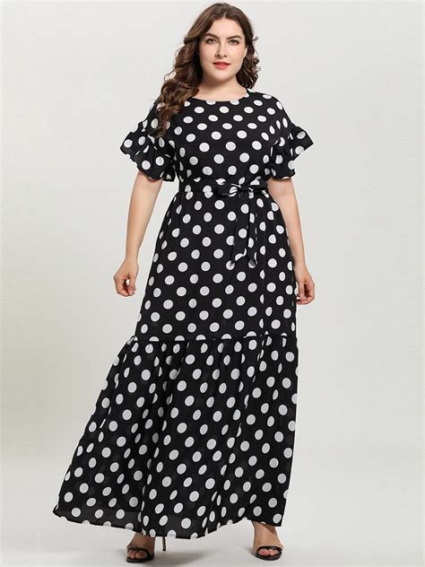 4XL 3XL 2XL XL L Womens Plus Size Dress Summers Clothes Polka Dots ...