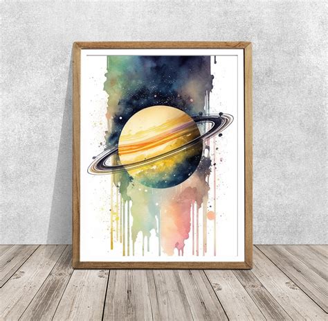 Saturn, Planet Art, Saturn Watercolor Art, Planet Painting, Planet Gift ...