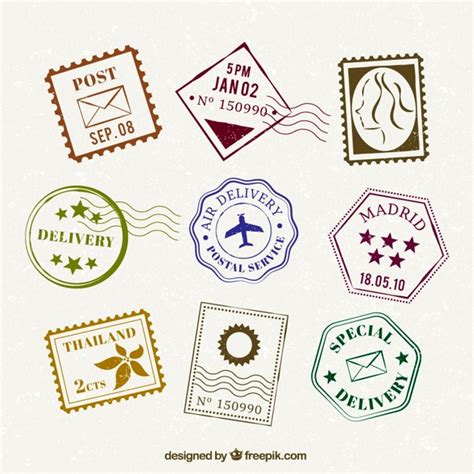 Collection of flat stamp in vintage design | Free Vector