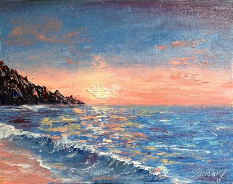 Amazon.com: 8*10 Sunset painting, sunrise over the sea,ocean oil ...