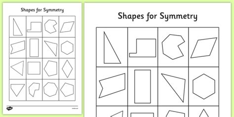 2D Shapes Symmetry Worksheet (teacher made)