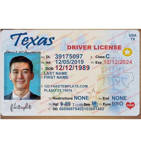 Texas Drivers License Template Download