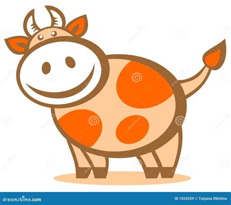 Cartoon happy cow stock vector. Illustration of cheerful - 7424259