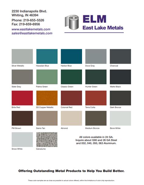 Download Duracoat Metal Colors Card - East Lake Metals